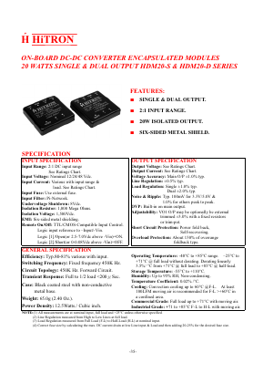 HDM20-48B-S03 Datasheet PDF HITRON ELECTRONICS CORPORTION
