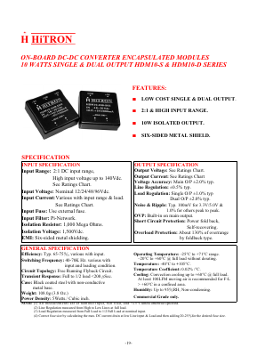 HDM10-48B-S24 Datasheet PDF HITRON ELECTRONICS CORPORTION