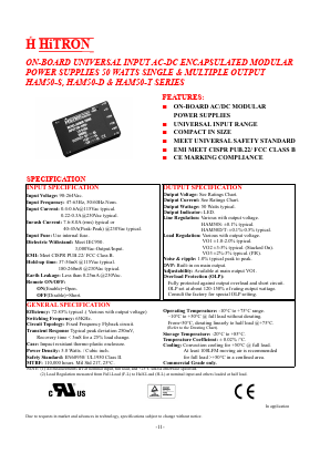 HAM50-T050IE Datasheet PDF HITRON ELECTRONICS CORPORTION