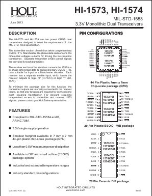 HI-1573 Datasheet PDF Holt Integrated Circuits