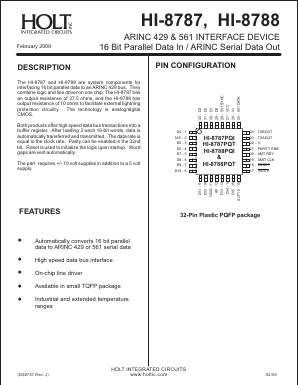 HI-8788 Datasheet PDF Holt Integrated Circuits