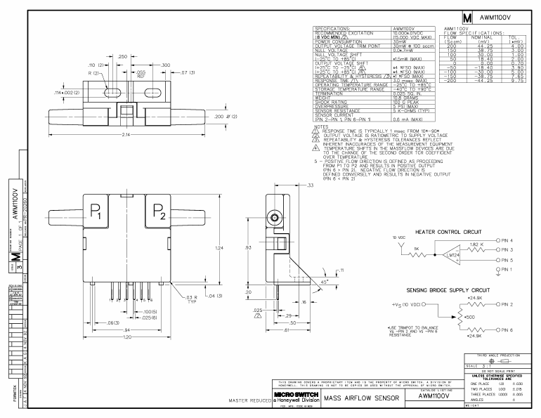 AWM1100V Datasheet PDF Honeywell Accelerometers