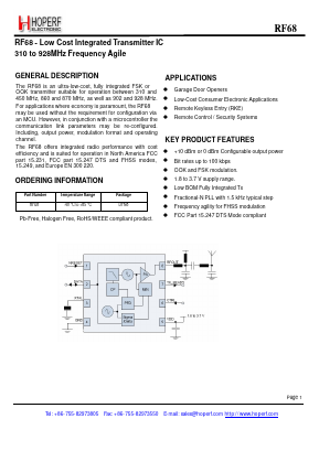 RF68 Datasheet PDF HOPE Microelectronics CO., Ltd.