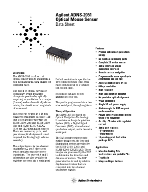 ADNS2051 Datasheet PDF HP => Agilent Technologies