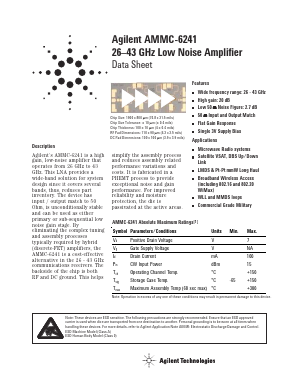 AMMC-6241 Datasheet PDF HP => Agilent Technologies