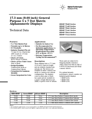 HDSP-71XA Datasheet PDF HP => Agilent Technologies