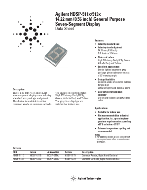 HDSP-511A Datasheet PDF HP => Agilent Technologies
