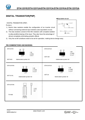 DTA123Y Datasheet PDF Shenzhen Jin Yu Semiconductor Co., Ltd. 