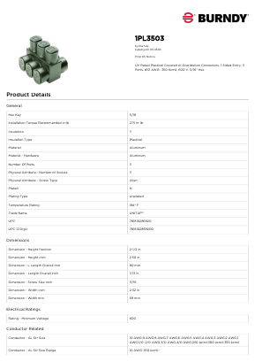 1PL3503 Datasheet PDF Hubbell Incorporated.