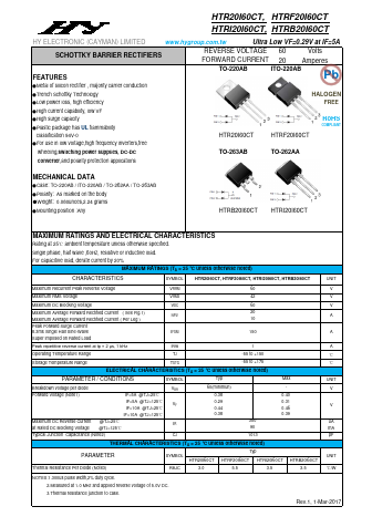 HTRF20I60CT Datasheet PDF HY ELECTRONIC CORP.