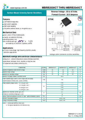 MBRB2030CT Datasheet PDF HY ELECTRONIC CORP.