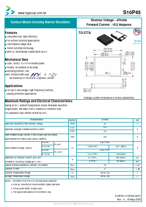 S10P45 Datasheet PDF HY ELECTRONIC CORP.