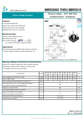MBR3510 Datasheet PDF HY ELECTRONIC CORP.