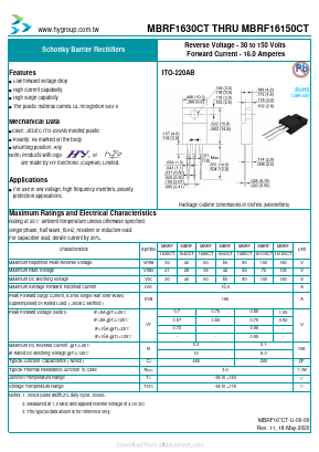 MBRF1640CT Datasheet PDF HY ELECTRONIC CORP.