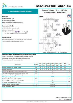 GBPC1506 Datasheet PDF HY ELECTRONIC CORP.