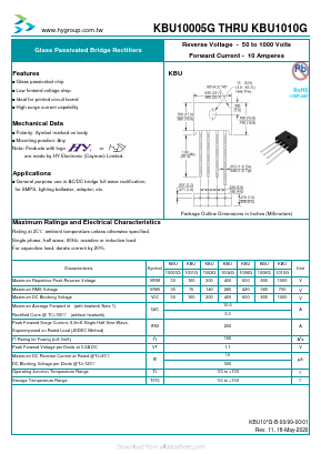KBU1008G Datasheet PDF HY ELECTRONIC CORP.