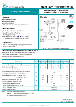 MBRF16150 Datasheet PDF HY ELECTRONIC CORP.