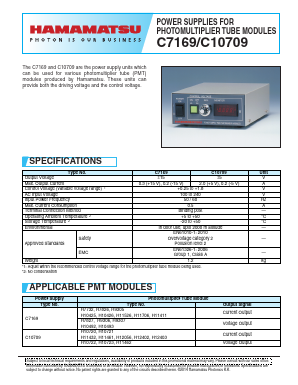 C10709 Datasheet PDF Hamamatsu Photonics