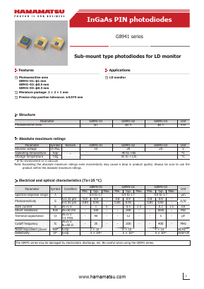 G8941-01 Datasheet PDF Hamamatsu Photonics