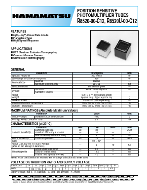 R8520U-00-C12 Datasheet PDF Hamamatsu Photonics