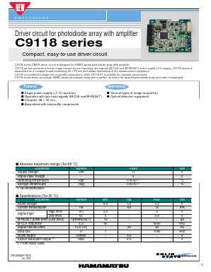 C9118 Datasheet PDF Hamamatsu Photonics