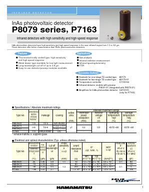 P8079-01 Datasheet PDF Hamamatsu Photonics