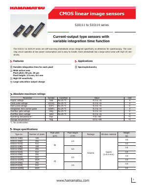 S10111-256Q Datasheet PDF Hamamatsu Photonics