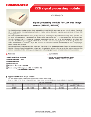 C9266-04 Datasheet PDF Hamamatsu Photonics