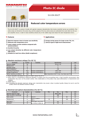 S11154-201CT Datasheet PDF Hamamatsu Photonics