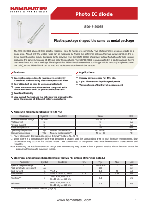 S9648-200SB Datasheet PDF Hamamatsu Photonics
