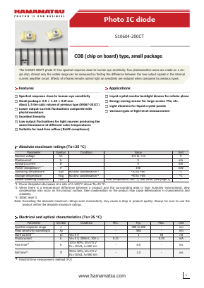S10604-200CT Datasheet PDF Hamamatsu Photonics