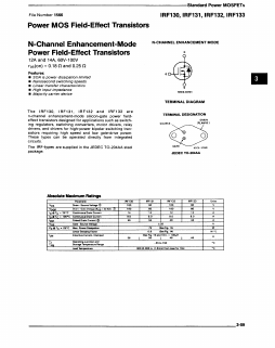 IRF133 Datasheet PDF Harris Semiconductor