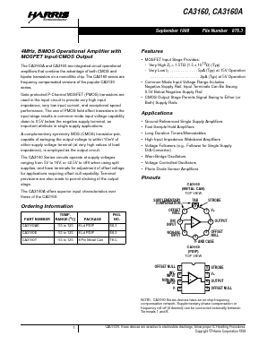 CA3160T Datasheet PDF Harris Semiconductor