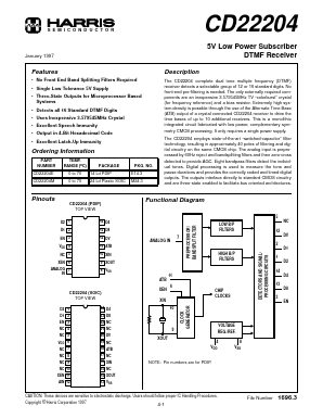 CD22204M Datasheet PDF Harris Semiconductor