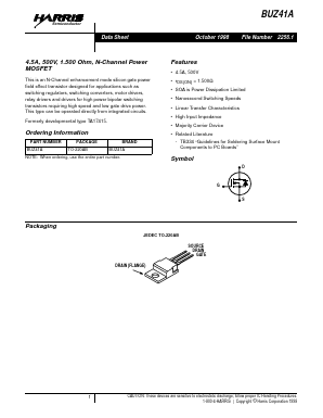 BUZ41A Datasheet PDF Harris Semiconductor