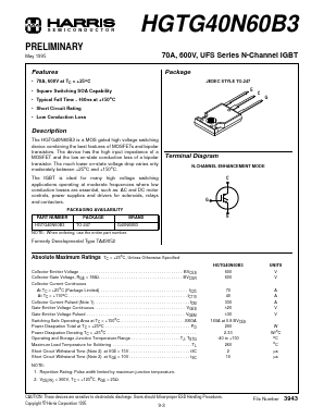 G40N60B3 Datasheet PDF Harris Semiconductor