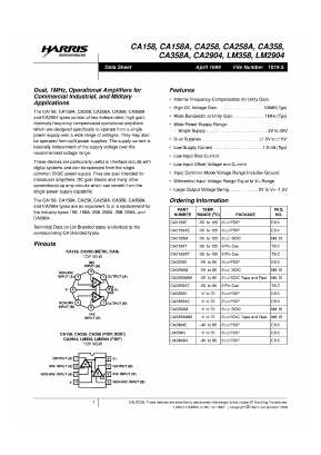 CA158AT Datasheet PDF Harris Semiconductor