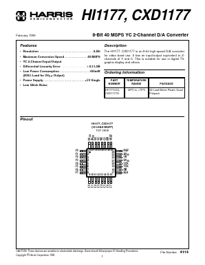 CXD1177Q Datasheet PDF Harris Semiconductor