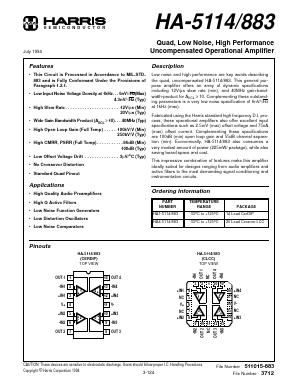 HA4-5114/883 Datasheet PDF Harris Semiconductor