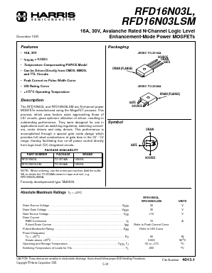 RFD16N03LSM Datasheet PDF Harris Semiconductor