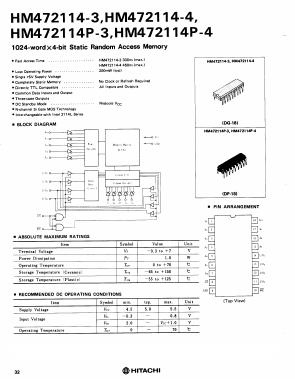 HM472114 Datasheet PDF Hitachi -> Renesas Electronics