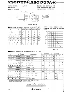 2SC1707 Datasheet PDF Hitachi -> Renesas Electronics