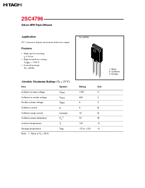2SC4796 Datasheet PDF Hitachi -> Renesas Electronics