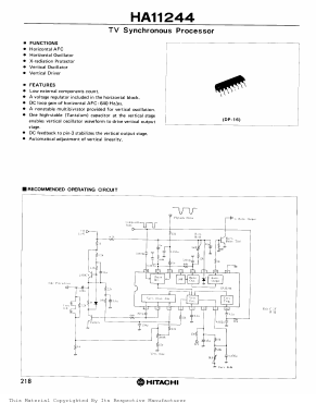 HA11244 Datasheet PDF Hitachi -> Renesas Electronics