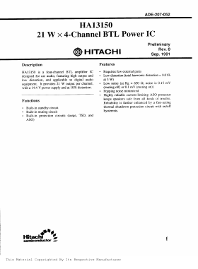 HA13150 Datasheet PDF Hitachi -> Renesas Electronics