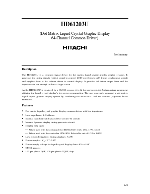 HD61203U Datasheet PDF Hitachi -> Renesas Electronics