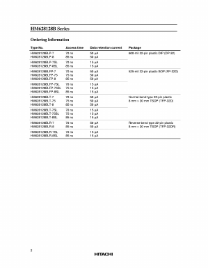 HM628128BLR-7SL Datasheet PDF Hitachi -> Renesas Electronics