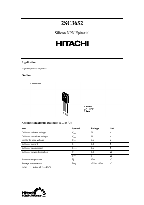 2SC3652 Datasheet PDF Hitachi -> Renesas Electronics