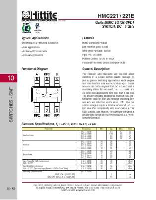 HMC221 Datasheet PDF Hittite Microwave