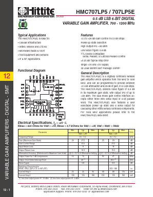 HMC707LP5 Datasheet PDF Hittite Microwave